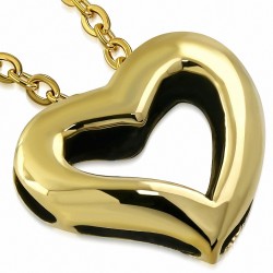 Pendentif coeur ouvert avec coeur en bronze invincible à la mode