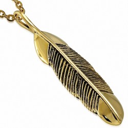 Pendentif Feuille de Plume Fashion Bronze