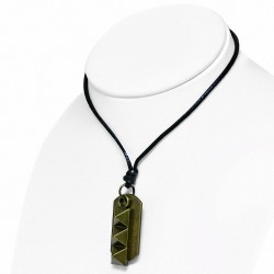 Alliage de mode bi-ton Tag Pyramid Charm réglable collier de motard en cuir véritable noir