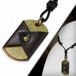 Collier de motard ajustable en cuir noir avec breloque 3 tons en alliage fantaisie