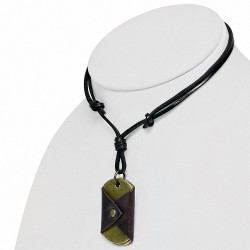 Collier de motard ajustable en cuir noir avec breloque 3 tons en alliage fantaisie