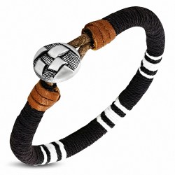 Bracelet à bascule en cuir avec corde multicolore à la mode