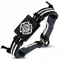 Bracelet montre de style montre en corde et cuir noir corde