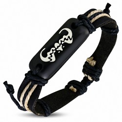 Bracelet montre de style Bullhead en cuir noir et corde