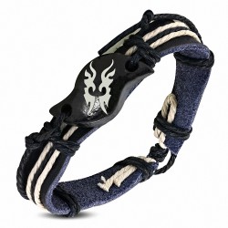 Bracelet montre de style montre en corde et cuir noir avec corde - BCO097