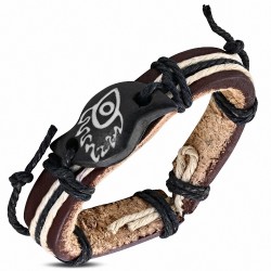 Bracelet de montre de style fantaisie en cuir marron avec corde et os
