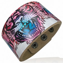 Bracelet pression en cuir avec motif de peinture pour tigre à la mode