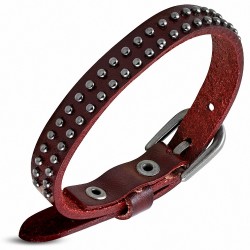 Bracelet en cuir véritable avec boucle de ceinture et cercle rond