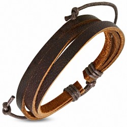 Bracelet ajustable en cuir marron avec cordon à la mode