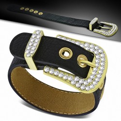 Bracelet à la mode en cuir noir avec boucle de ceinture