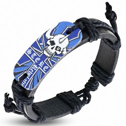 Bracelet en cuir noir réglable de style de montre de crâne de taureau de vampire de taureau