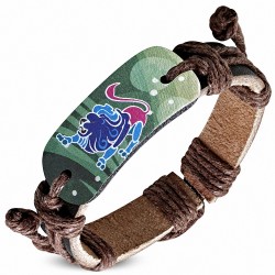 Bracelet en cuir marron réglable de style de montre de lion coloré de Lion / signe de zodiaque