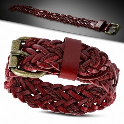 Bracelet tressé en cuir rouge tressé en cuir rouge