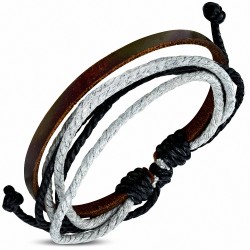 Bracelet en cuir marron ajustable en corde colorée à la mode - FWB020