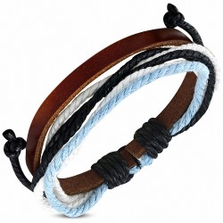 Bracelet ajustable en cuir marron avec cordon de serrage à la mode - FWB024