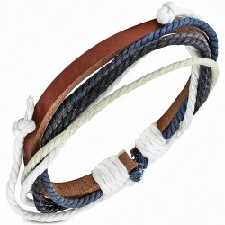 Bracelet ajustable en cuir marron avec cordon de serrage à la mode - FWB044