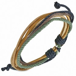 Bracelet ajustable en cuir marron avec cordon de serrage à la mode - FWB035