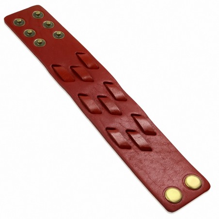 Bracelet en cuir véritable avec boutons-pression