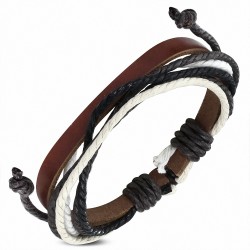 Bracelet ajustable en cuir marron avec cordon de serrage à la mode
