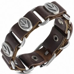 Bracelet motard flèche en cuir marron véritable flèche ovale avec boucle de ceinture