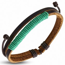 Bracelet en cuir marron ajustable multi-cordes à la mode - FWB198