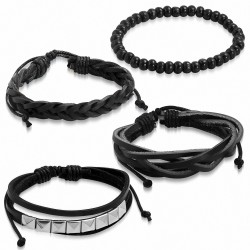 Ensemble de bracelets | Bracelets en cuir réglables de bracelet en cuir tressé de mode de perles d'étirement de mode