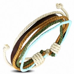 Bracelet en cuir marron ajustable en corde colorée à la mode
