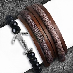 Ensemble de bracelets | bracelets en cuir réglables ancrage marin viking en cuir