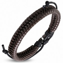 Bracelet ajustable en cuir marron avec corde tressée à la mode