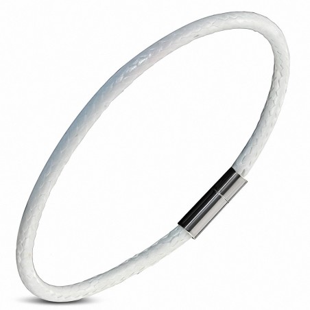 Bracelet à fermoir avec fermoir à cordon en cuir et en alliage de cuir blanc