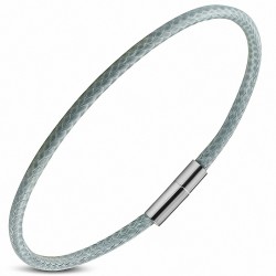 Bracelet à fermoir avec fermoir à cordon en cuir et en alliage de cuir gris