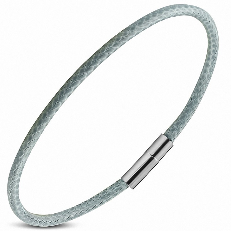 Bracelet à fermoir avec fermoir à cordon en cuir et en alliage de cuir gris