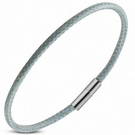 Bracelet à fermoir avec fermoir à cordon en cuir et en alliage de cuir gris