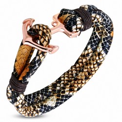 Bracelet en alliage de mode et cuir PU plaqué en cuir rose plaqué marine Bracelet en ancre marine marine - FBX042
