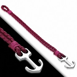 Bracelet alliage de mode et rose tissé / tressé en cuir PU avec ancre marine - FBX023
