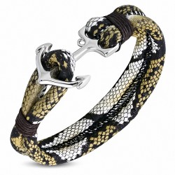 Bracelet en alliage marin à la mode en cuir PU avec ancre marine - FBX103