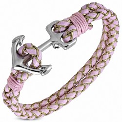 Bracelet en alliage marin à la mode en alliage marin et tressé rose - FBX121