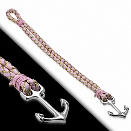 Bracelet en alliage marin à la mode en alliage marin et tressé rose - FBX121