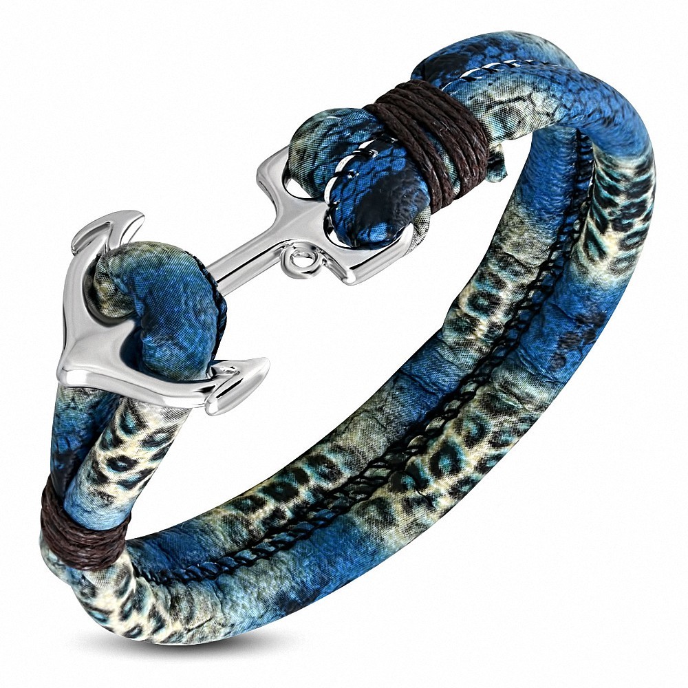 Bracelet en alliage marin à la mode en cuir PU avec ancre marine - FBX107