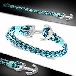 Bracelet alliage de mode et bleu tissé / tressé en cuir avec ancre marine à ancre marine