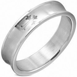 6mm | Alliance en acier inoxydable 2 tons Fleur De Lis Croix Concave Bague