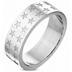 8mm | Bague de mariage en acier inoxydable avec étoile pentagramme