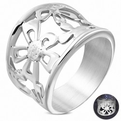 Bague de serviette concave fantaisie découpé en acier inoxydable SunFlower