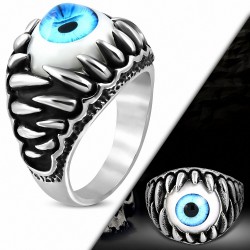 22mm | Bague de motard avec tête de mort démon en acier inoxydable à trois tons en acier inoxydable