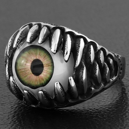 20mm | Bague de motard avec tête de mort démon jaune