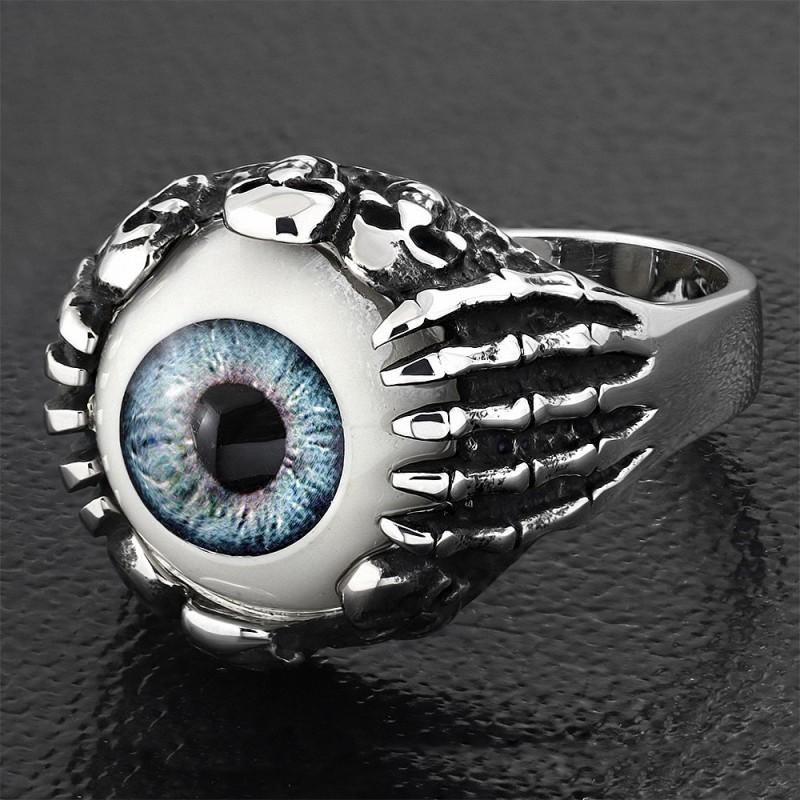 20mm | Bague de motard en acier inoxydable avec motif de tête de mort avec tête de mort en acier inoxydable à 3 tons