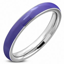 3.5mm | Bague demi-ronde demi-ronde ajustée, confortable, violet / violet en acier inoxydable