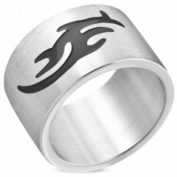 Bague tribale large à deux brins Phoenix Bird, finition mate en acier inoxydable