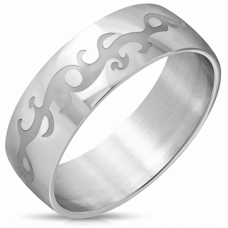 8mm | Bague demi-ronde en alliage de vigne à spirale en acier inoxydable, finition polie