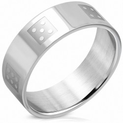 8mm | Bague plat à bande chanceux fini acier inoxydable